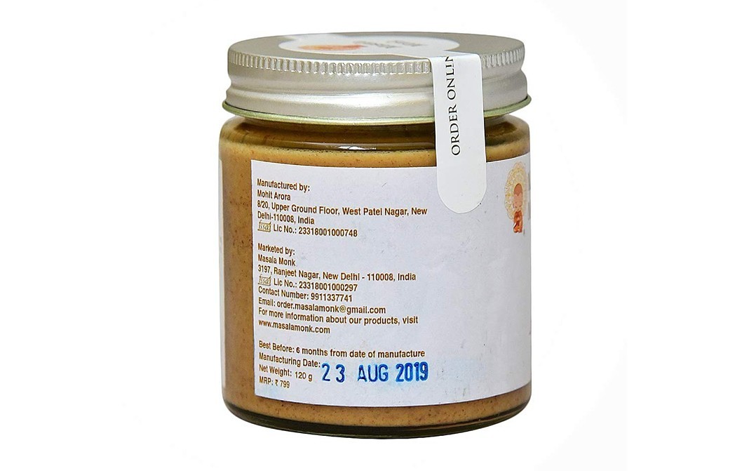 Masala Monk Almond Butter    Glass Jar  120 grams